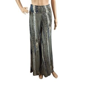 Clara Sunwoo Reptile Print Wide Leg Pants Small Pull-On Multicolor